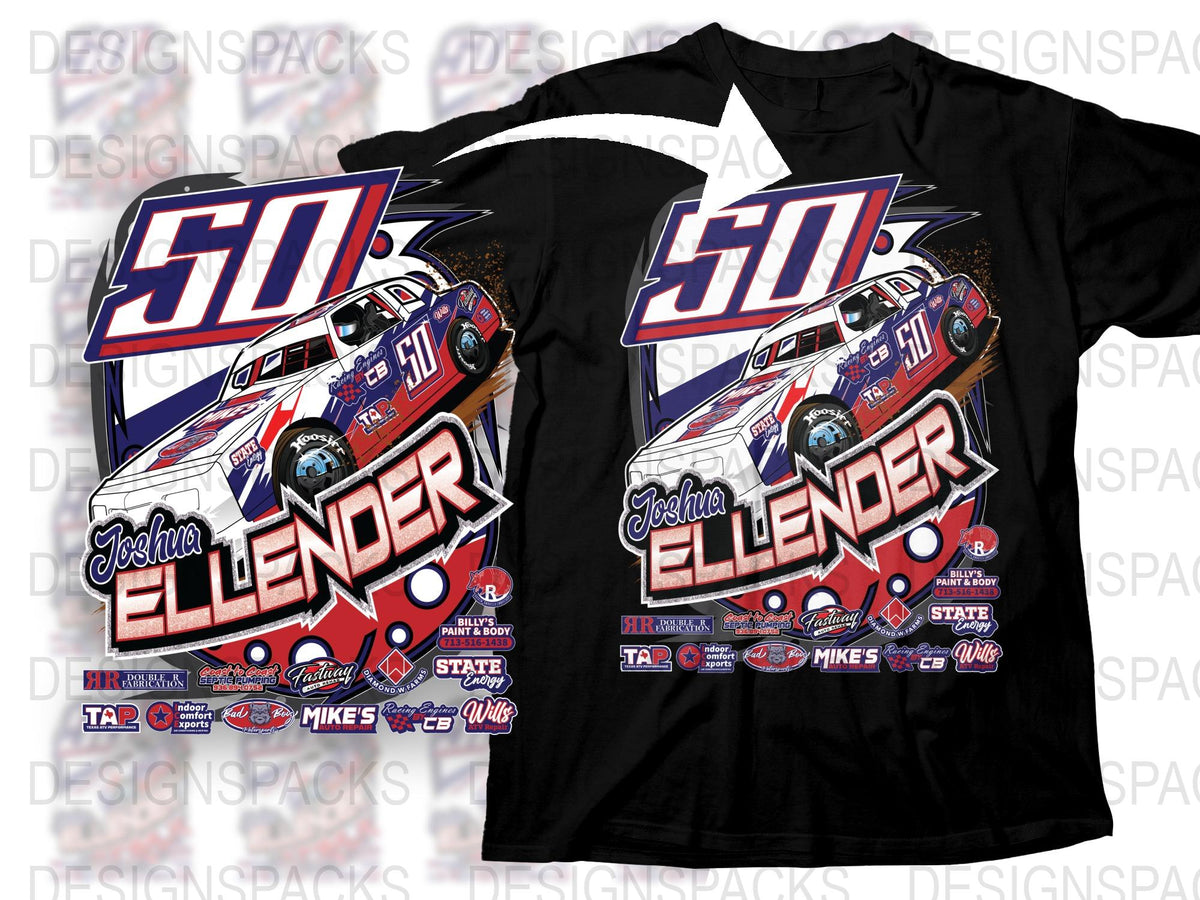 Joshua Ellender Racing T-Shirt Number 50, Retro Race Car Graphic Tee, Vintage Style Motorsport Shirt, Unisex Racing Apparel