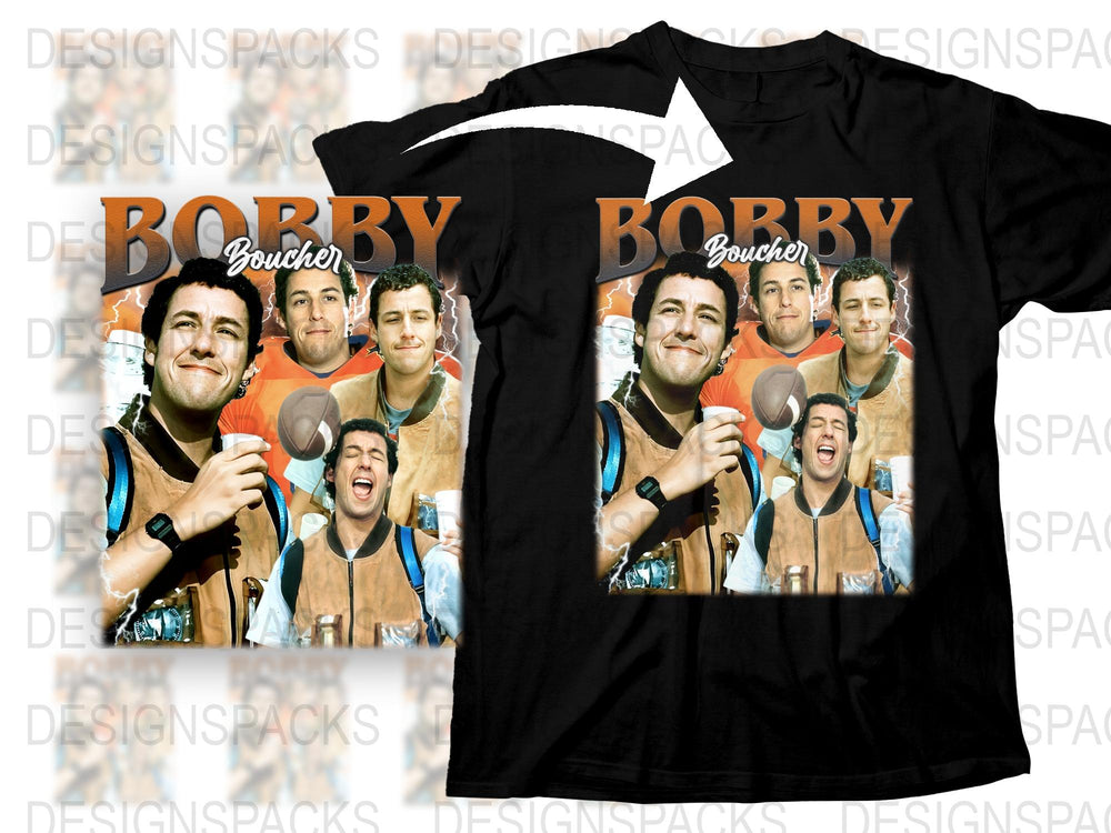 Bobby Boucher Movie Fan T-Shirt, Funny Character Collage Tee, Unique Graphic Print Shirt