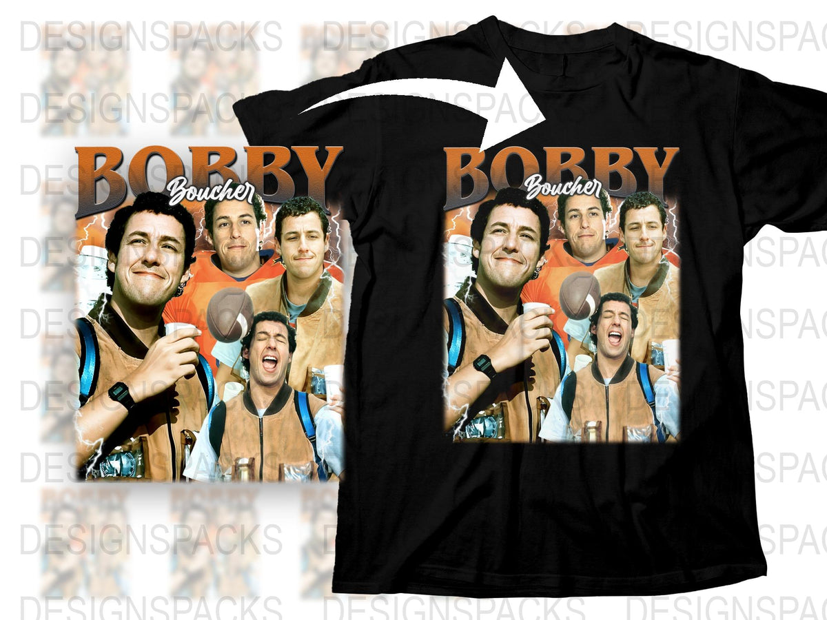 Bobby Boucher Movie Fan T-Shirt, Funny Character Collage Tee, Unique Graphic Print Shirt