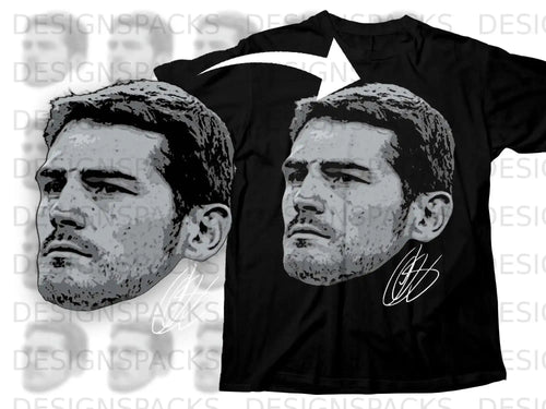 Detailed Graphic Face Design Black T-Shirt Product