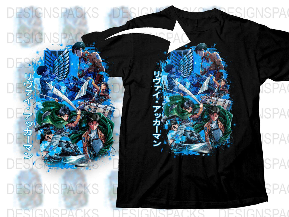 Anime Graphic T-Shirt, Men's Black Tee with Japanese Manga Characters, Cool Anime Print Shirt