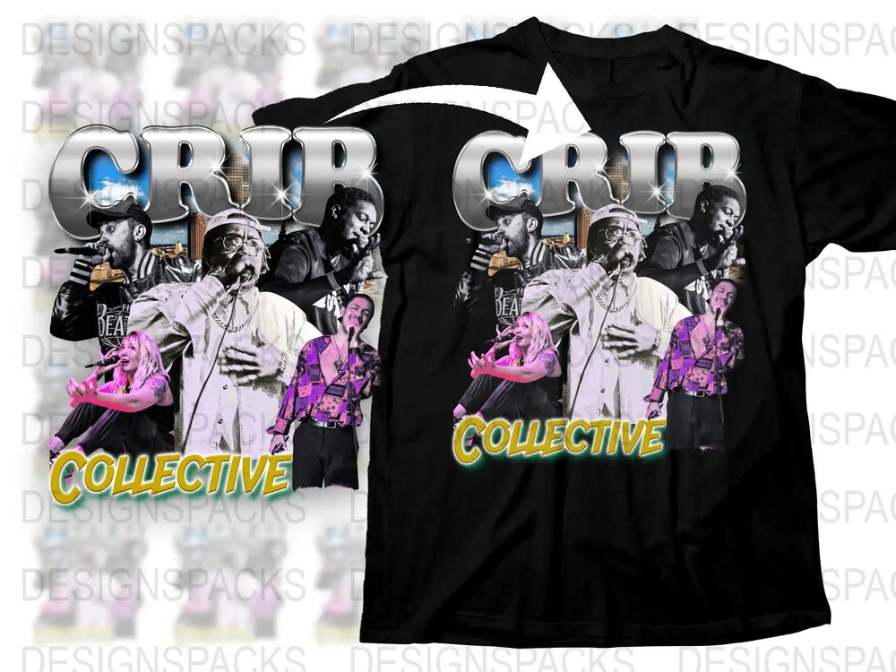 Hip Hop Band Collective Graphic T-Shirt, Urban Streetwear, Bold Colorful Design, Music Group Apparel