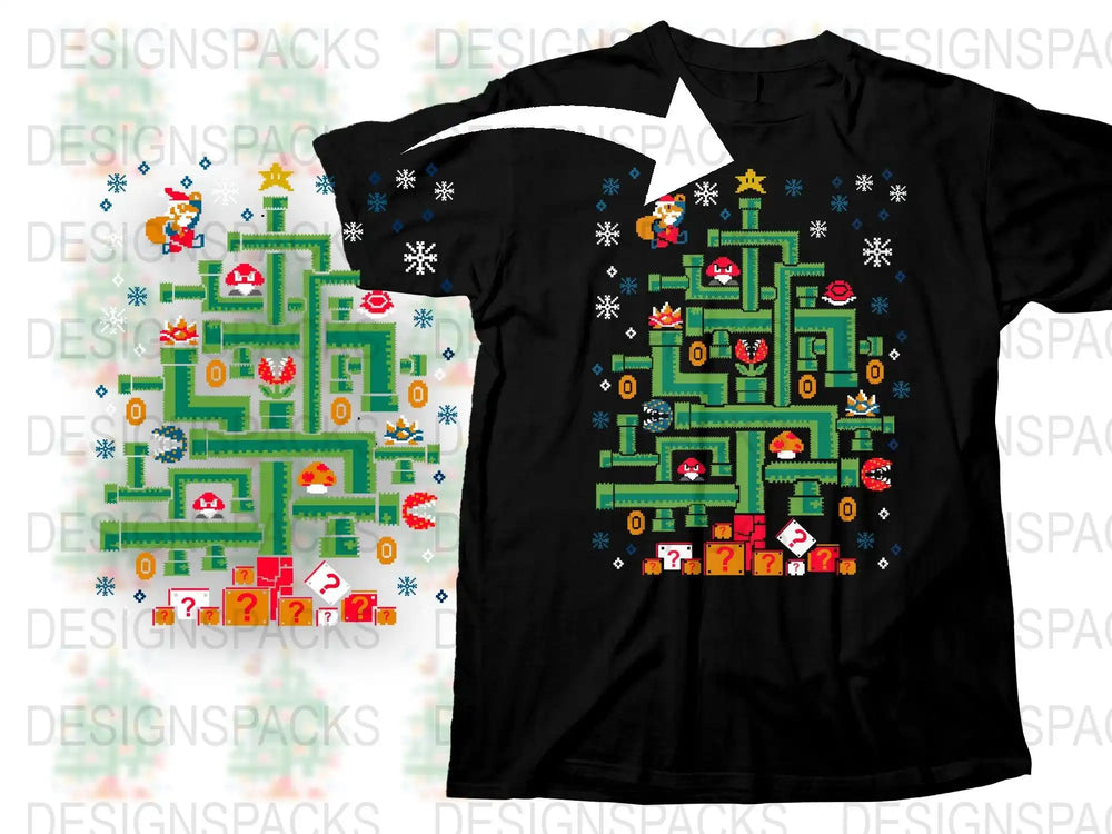 Retro Video Game Inspired T-Shirt, Pixel Art Design, Gamer Gift, Unisex Black Tee with Colorful Graphic Print
