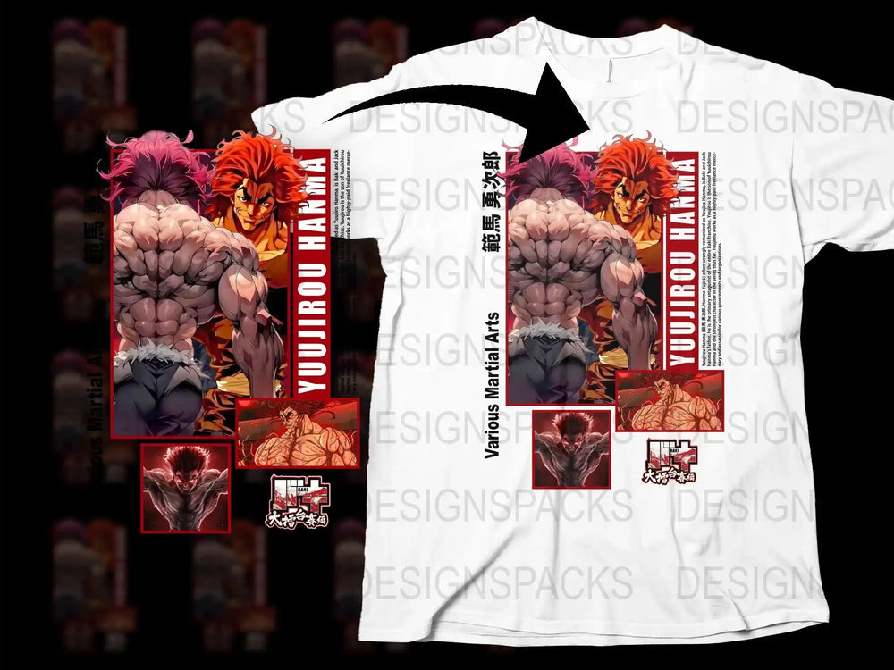 Anime Inspired T-Shirt, Colorful Yujiro Hanma Graphic, Unisex Manga Tee, Casual Wear, Unique Gift Idea, Collectible Apparel