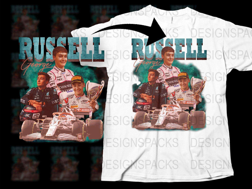 Russell George Racing Themed Graphic T-Shirt, Vintage Race Car Driver Print Tee, Motorsport Fan Apparel, Unisex Clothing