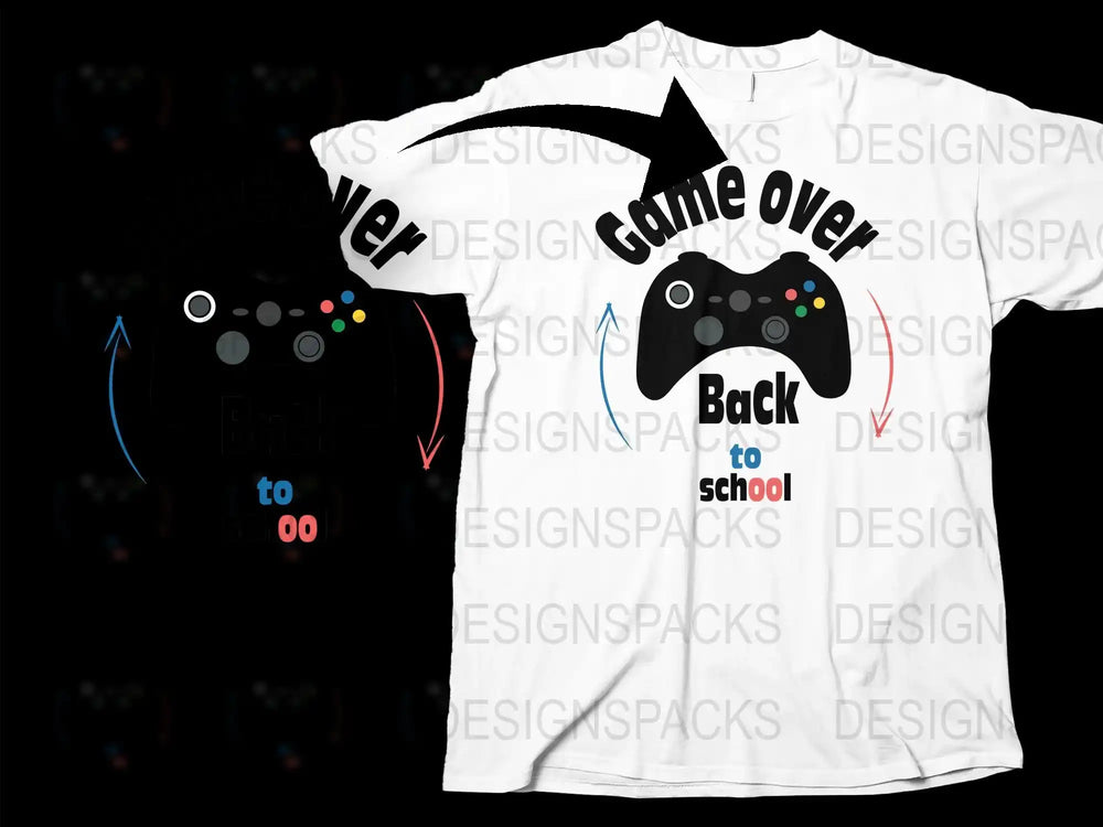 Game Over Back to School T-Shirt, Video Game Controller Graphic Tee, Gamer Gift, Unisex Kids' Clothing