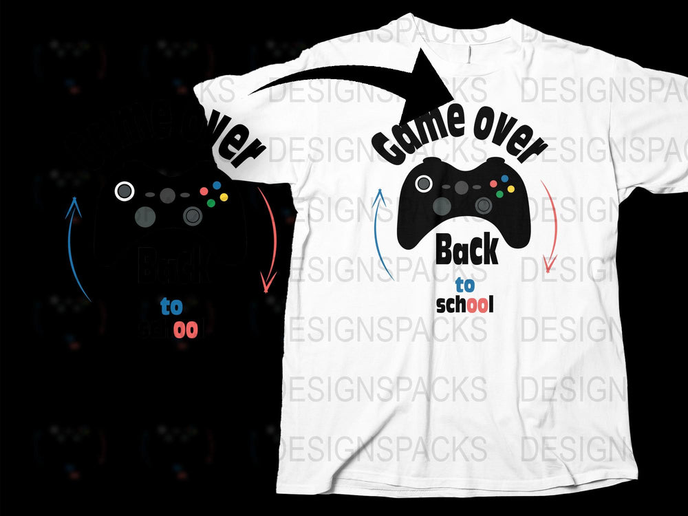 Game Over Back to School T-Shirt, Video Game Controller Graphic Tee, Gamer Gift, Unisex Kids' Clothing