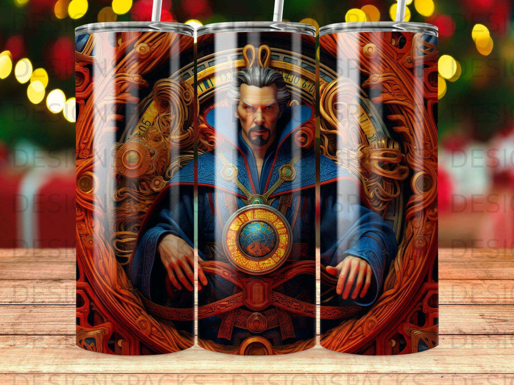 Doctor Strange in ornate circular frame with intricate wooden details.