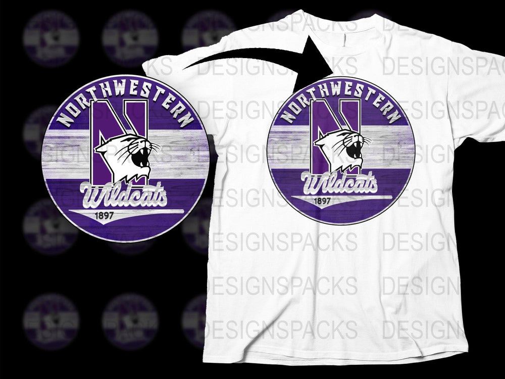 Northwestern Wildcats T-Shirt, College Team Purple and White Graphic Tee, 1897 Vintage Logo Design, Sports Apparel
