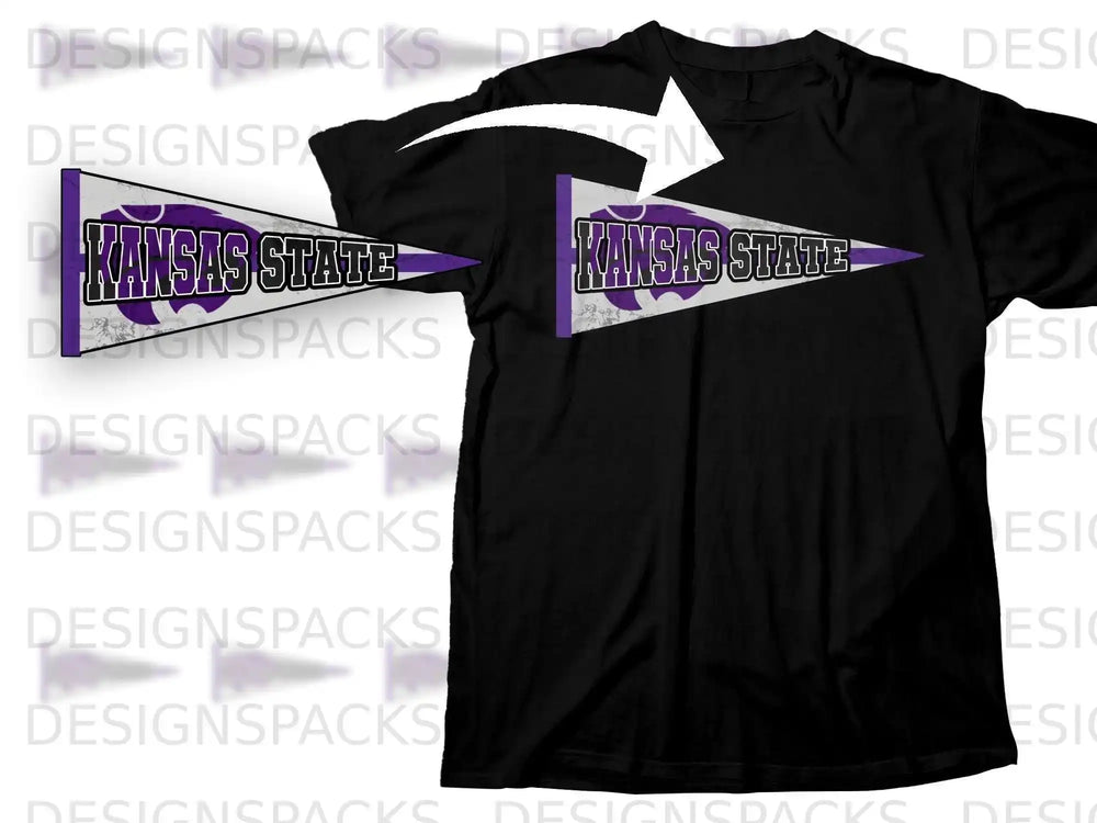 Kansas State Flag Design Black Short Sleeve Shirt