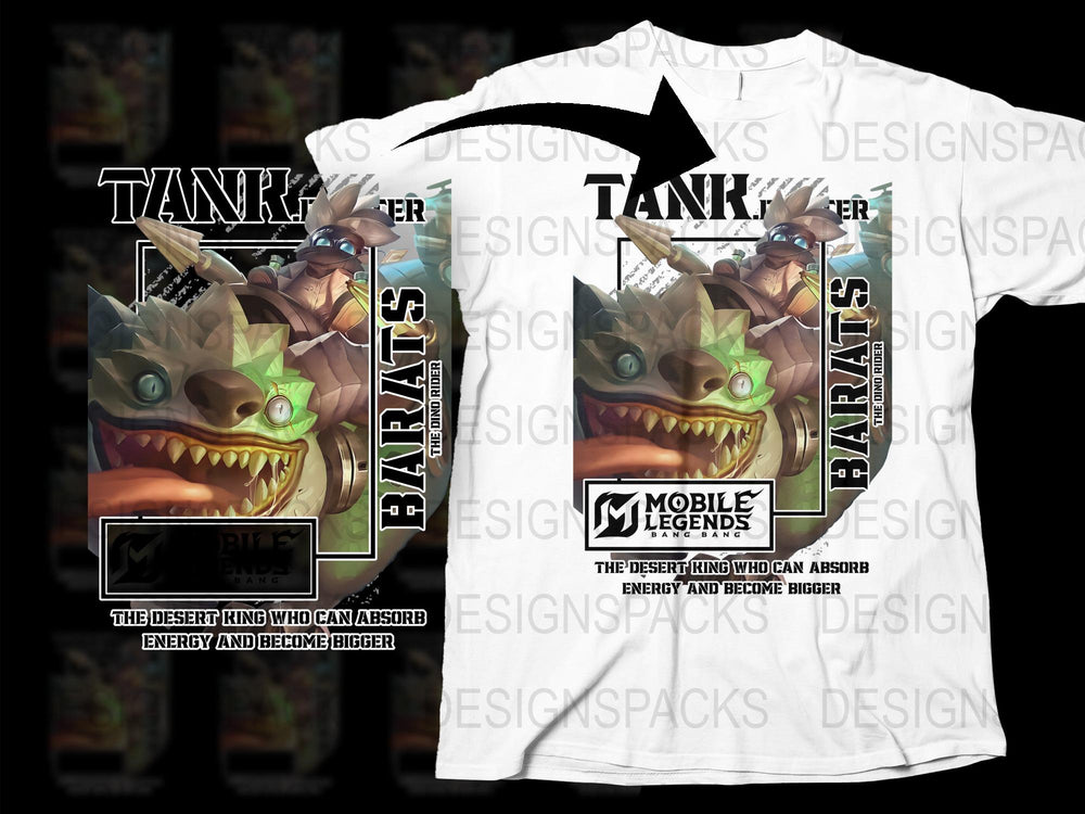 Mobile Legends Tanker T-Shirt, Gaming Apparel, Designer Print, White Tee, Unique Hero Graphic Shirt