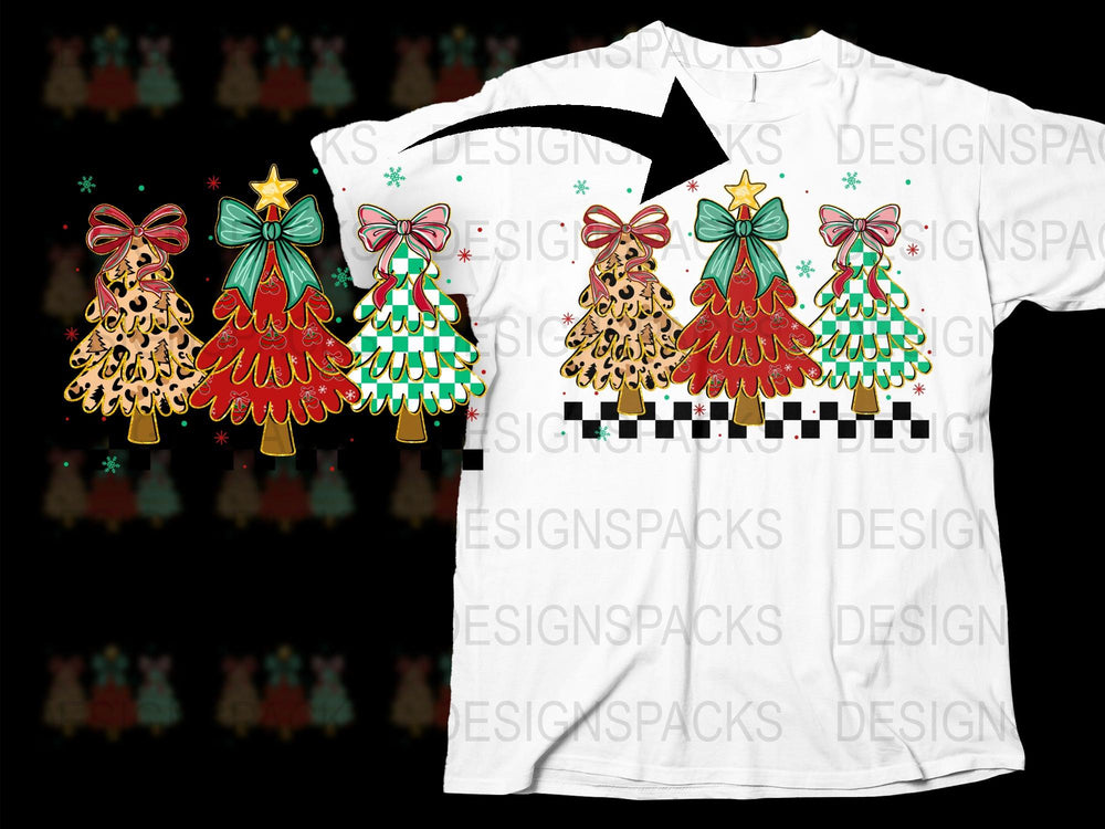 Festive Christmas Tree T-Shirt with Colorful Pattern Holiday Apparel Unisex Gift Idea