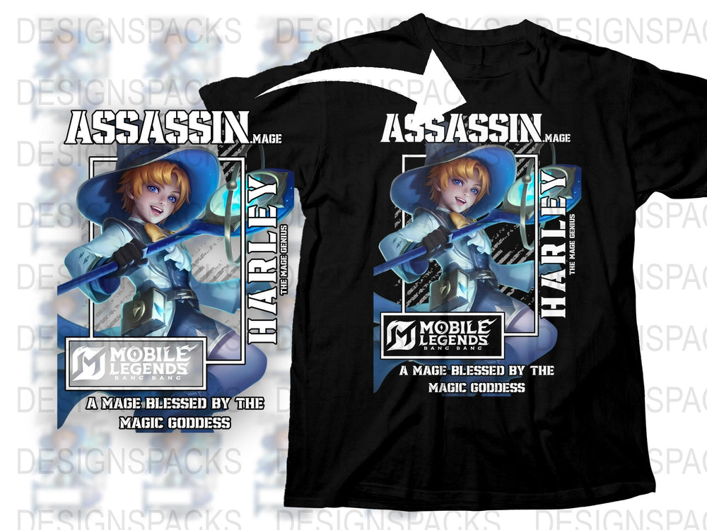 Mobile Legends Harley Assassin Mage T-Shirt, Magic Goddess Graphic Tee, Gaming Apparel
