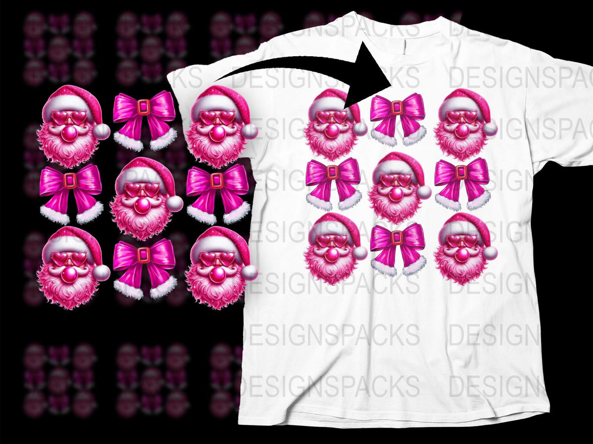 Festive Pink Santa Claus T-Shirt, Cute Holiday Apparel, Christmas Gift for Him or Her, Unique Santa Graphic Tee