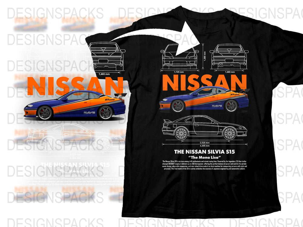 Nissan Silvia S15 T-Shirt, JDM Car Enthusiast Graphic Tee, Retro Automotive Apparel, Unisex Cotton Shirt
