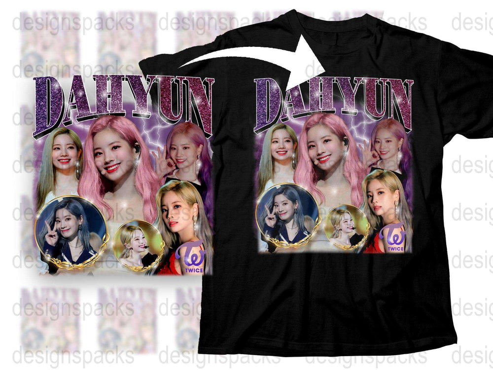 Dahyun TWICE K-Pop Star Collage T-Shirt, Trendy Fan Merch, Colorful Graphic Tee, Music Idol Apparel