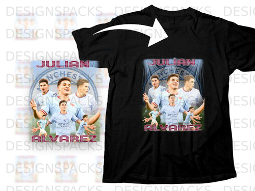 Julian Alvarez Manchester City t-shirt with player collage and 