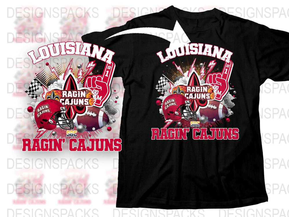 Louisiana Ragin' Cajuns T-Shirt, Black Red Sports Tee, College Football Fan Gear, University Apparel