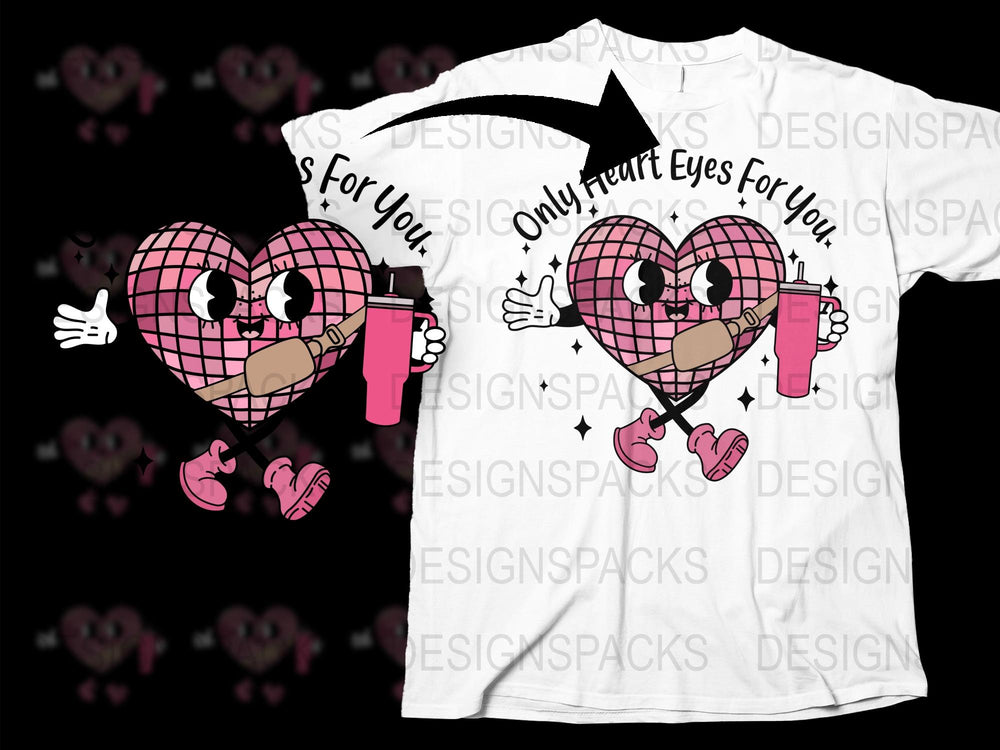 Cute Heart Characters T-Shirt, Funny Valentine's Day Gift, Love Coffee Graphic Tee