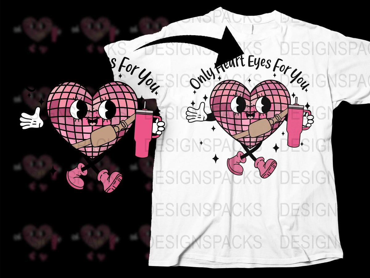 Cute Heart Characters T-Shirt, Funny Valentine's Day Gift, Love Coffee Graphic Tee