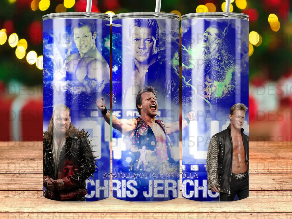 Chris Jericho with "Ayatolla of Rock 'n' Rolla" text on a tumbler.