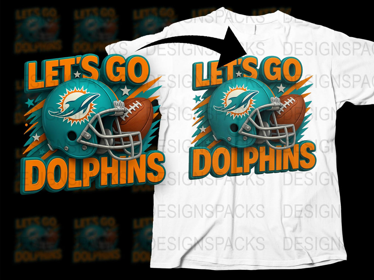 Let's Go Dolphins Graphic T-Shirt, Miami Football Fan Tee, Sports Team Apparel, Game Day Shirt, Vibrant Colors, Unisex Fit