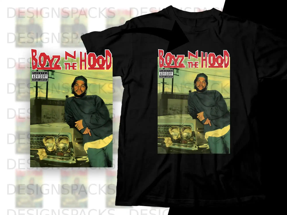 Black t-shirt featuring artwork of rapper LL Cool J leaning on a car.