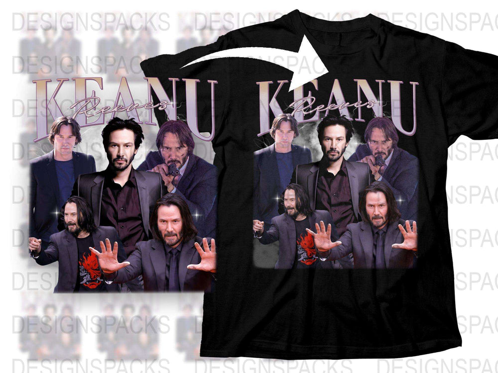 Keanu Reeves Graphic T-Shirt, Celebrity Photo Collage, Actor Fan Tee, Movie Star Casual Top, Unisex Gift Idea