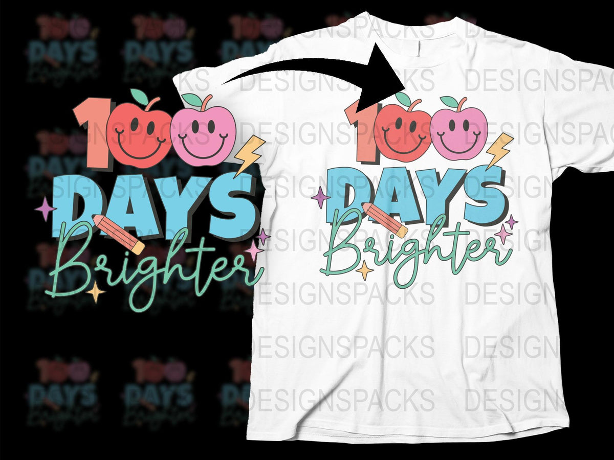 Teacher Appreciation T-Shirt, 100 Days Brighter Graphic Tee, Colorful School Shirt, Educational Gift, Unisex Adult Clothing