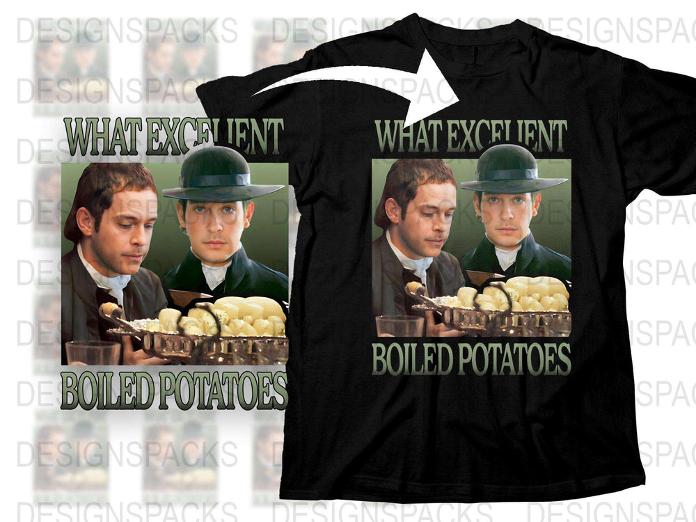 Excellent Boiled Potatoes T-Shirt, Vintage Graphic Tee, Black Cotton Shirt, Unisex Fashion, Nostalgic Movie Quote Apparel
