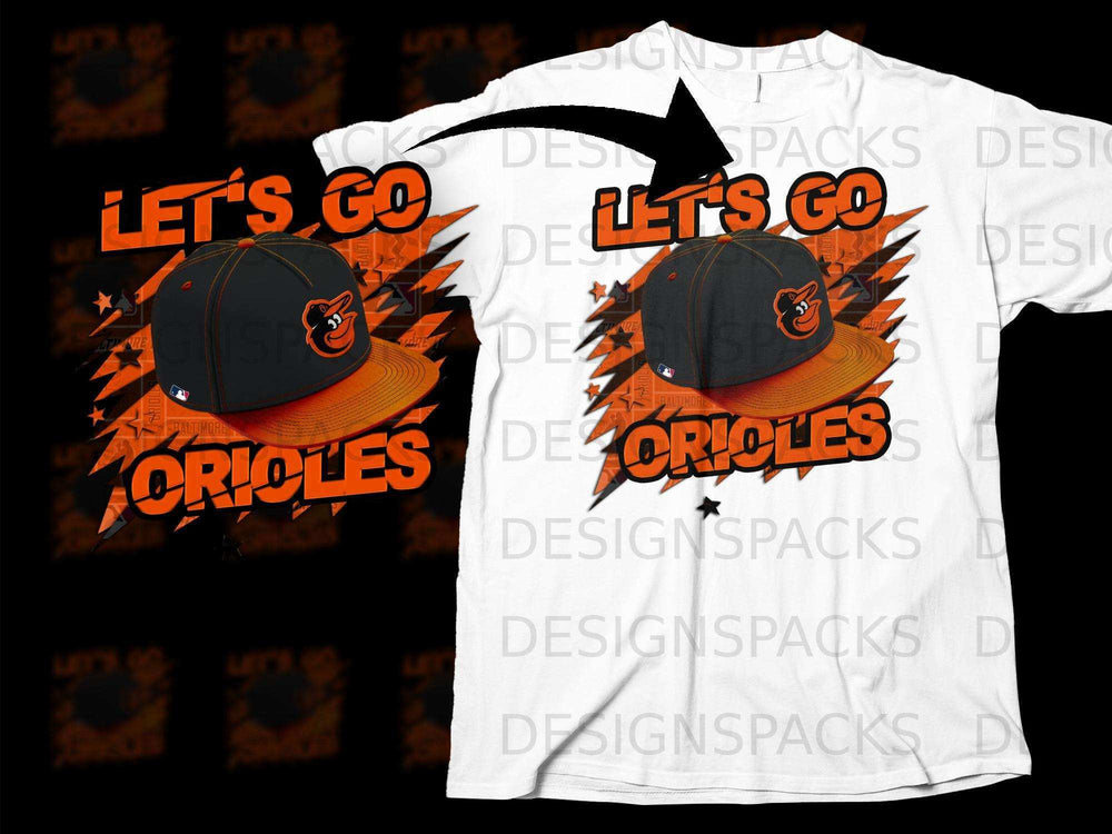 Let's Go Orioles T-Shirt with Team Hat Design