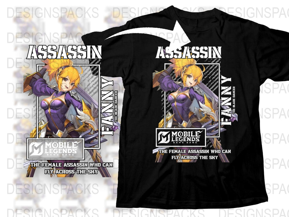 Mobile Legends Assassin T-Shirt, Female Character Gaming Apparel, Unique Anime Style Tee