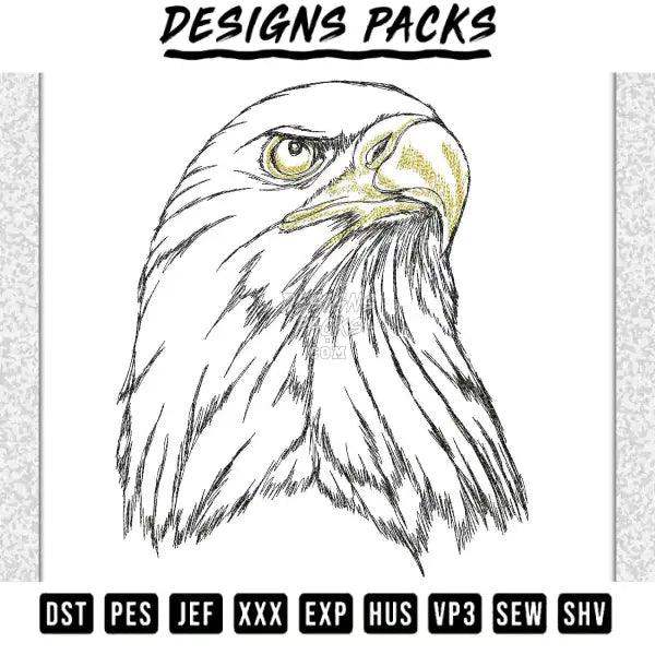 Eagle Face Embroidery Design 