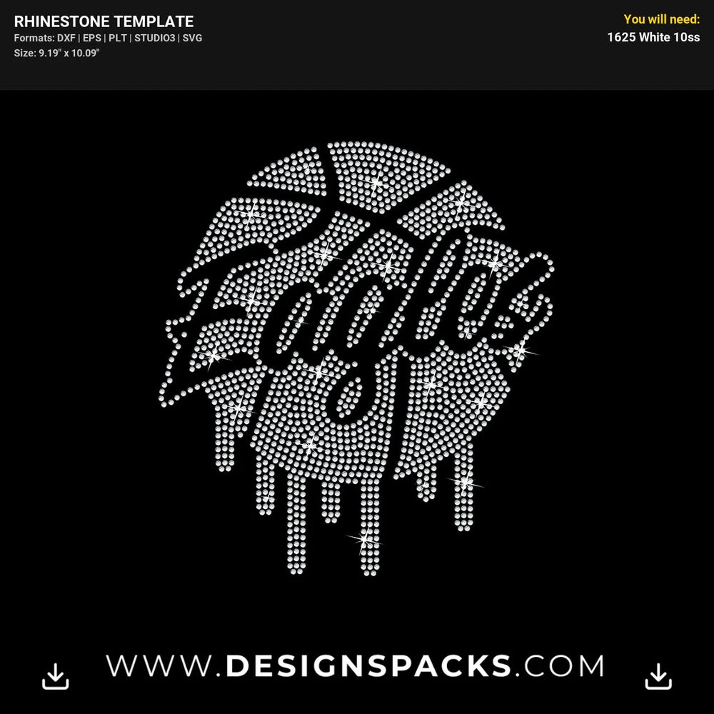 Eagles Basketball Logo Rhinestone Digital Template