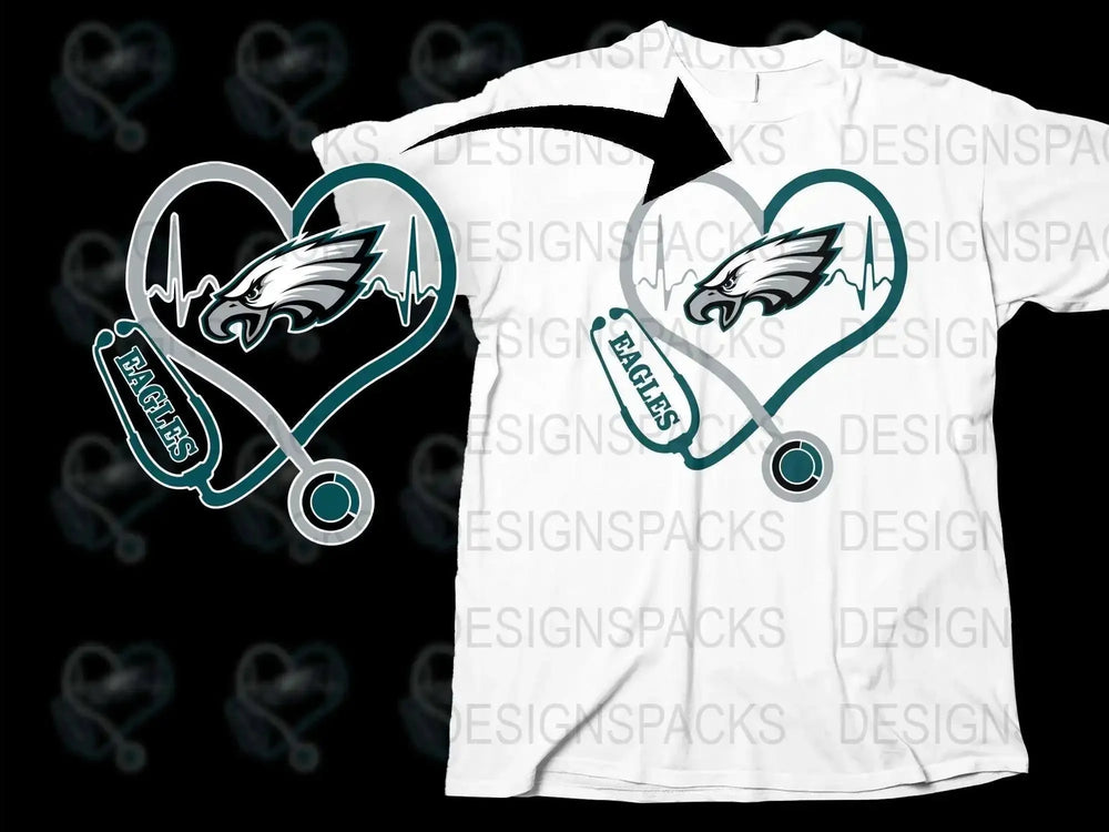 Philadelphia Eagles Stethoscope Heart T-Shirt, NFL Team Nurse Doctor Gift, Football Fan Apparel