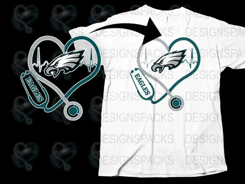 Philadelphia Eagles Stethoscope Heart T-Shirt, NFL Team Nurse Doctor Gift, Football Fan Apparel