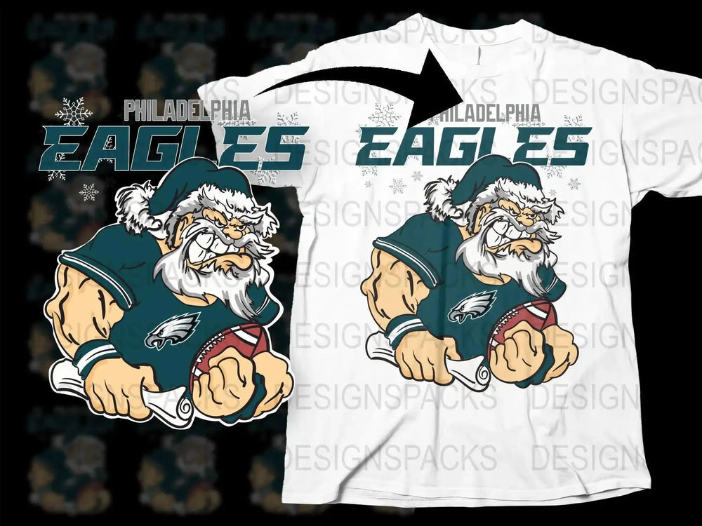 EAGLES Team Christmas Football Santa Png Digital Download