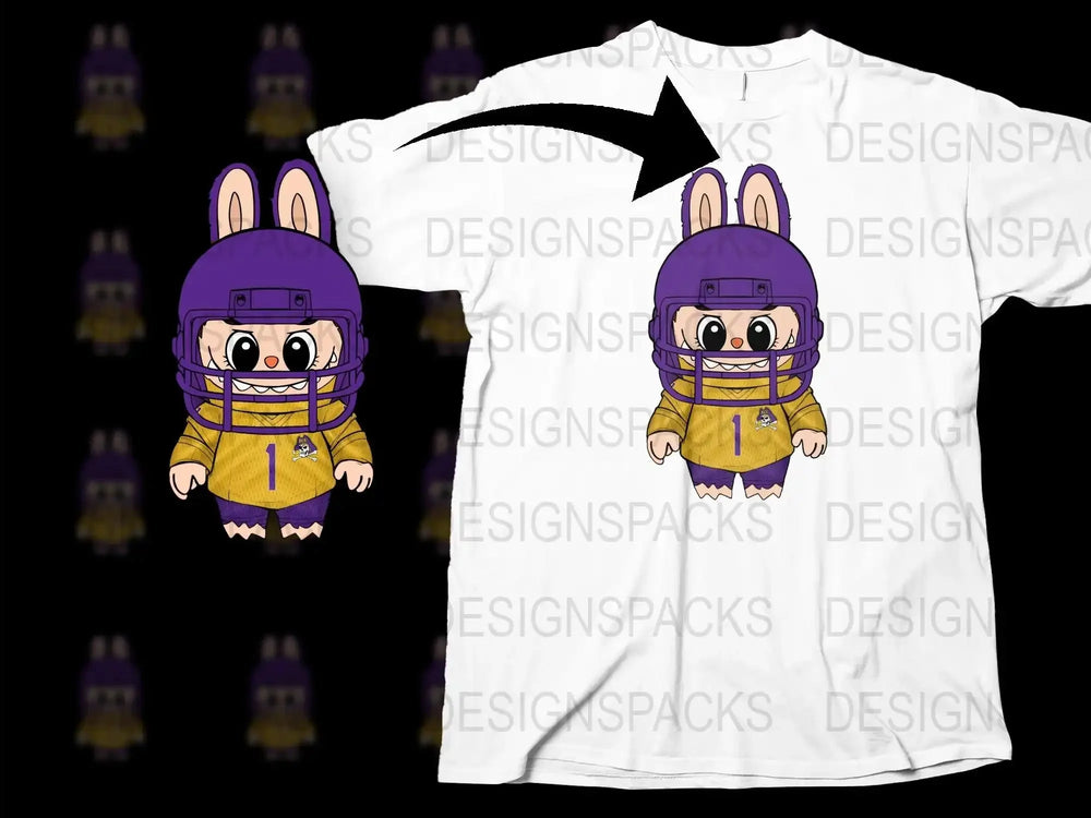 Cartoon Rabbit Football Player T-Shirt, Kids Sports Tee, Cute Animal Graphic Shirt, Youth Athletic Apparel, Unique Gift Idea