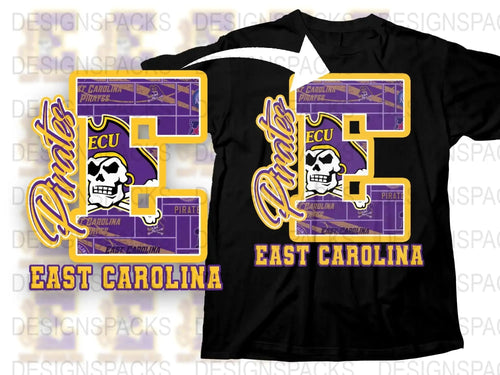 East Carolina University Pirate T-Shirt, ECU Purple Gold Sports Tee, College Fan Apparel
