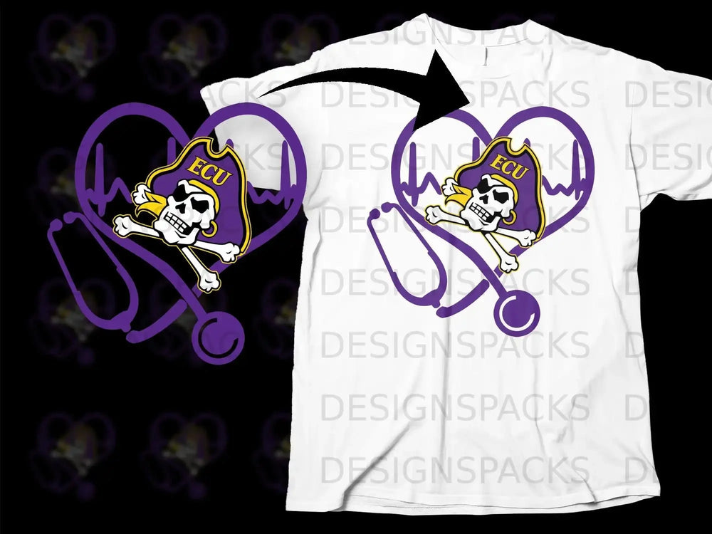 Pirate Themed ECU Heartbeat Stethoscope T-Shirt
