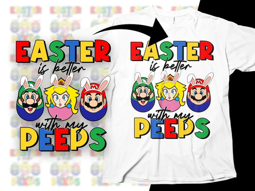 Easter is better with my Peeps t-shirt featuring Mario, Luigi, and Peach in bunny ears.