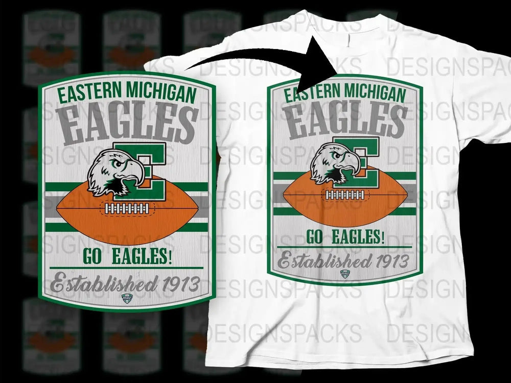 Eastern Michigan Eagles Vintage T-Shirt, White Graphic Tee, College Football Apparel, Established 1973 Design