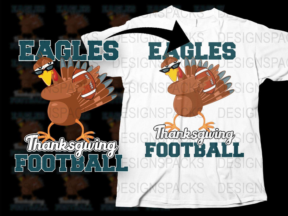 Thanksgiving Football Eagles T-Shirt, Funny Turkey Playing Football, Holiday Tee, Sports Graphic Shirt, Autumn Festive Apparel