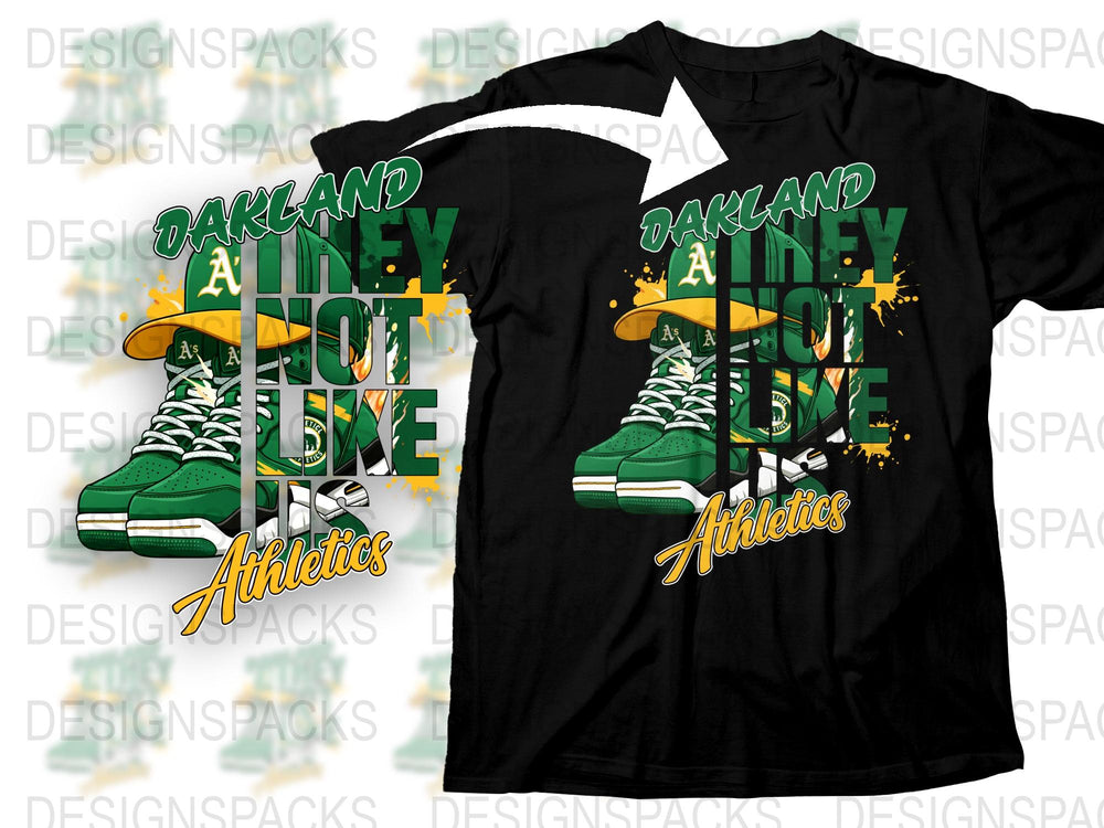 Oakland Athletics Inspired T-Shirt, Green and Yellow Sneakers Graphic, Sports Fan Apparel