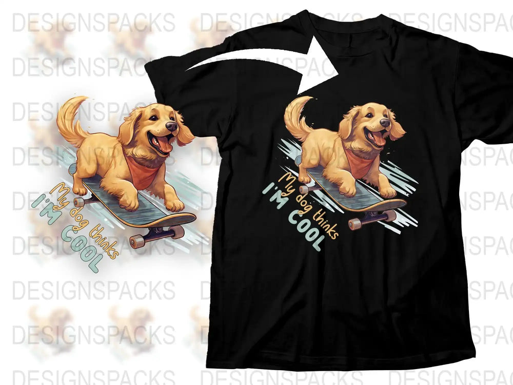 Golden Retriever Skateboard T-Shirt, Funny Dog Lover Tee, Cool Pet Graphic Shirt, Unique Animal Design Top