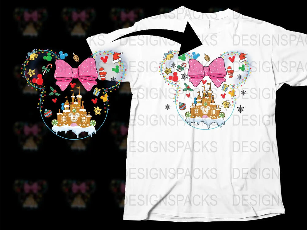 Kids Disney Castle T-Shirt with Colorful Bow, Cute Cartoon Character Tee, Magical Theme Park Family Vacation Shirt