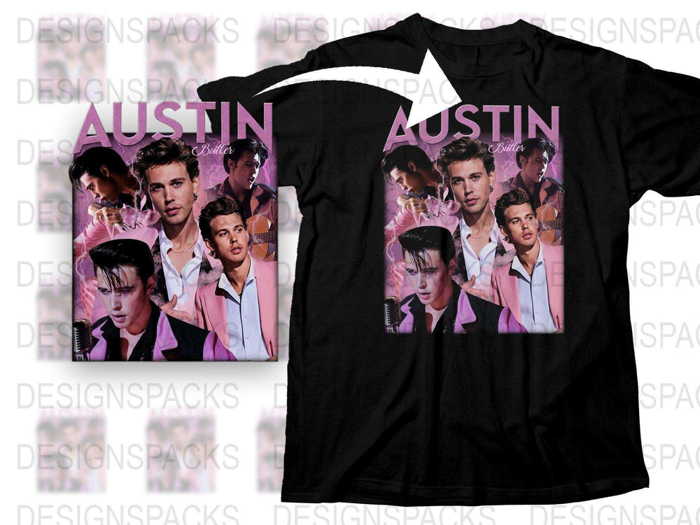 Austin Graphic T-Shirt, Retro Pop Art Style Tee, Vintage-Inspired Colorful Shirt, Unique Fashion Top, Casual Wear