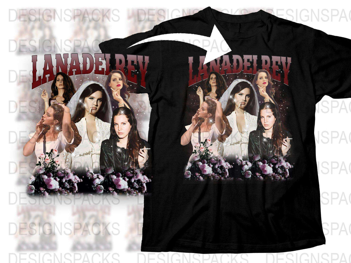Lana Del Rey Fan T-Shirt, Multiple Poses Print, Floral Graphic Tee, Music Pop Culture Apparel