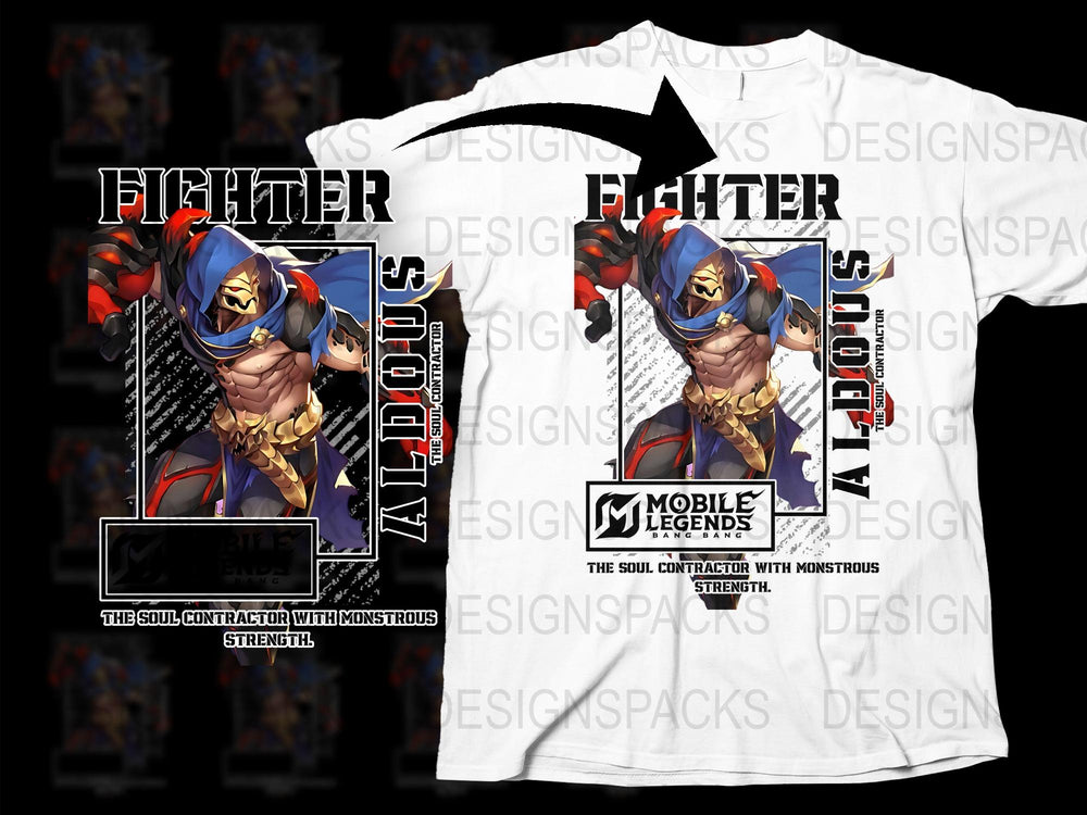 Mobile Legends Fighter Aldous T-Shirt, Gaming Apparel, Graphic Tee, Men's White Shirt, Unique Gamer Gift