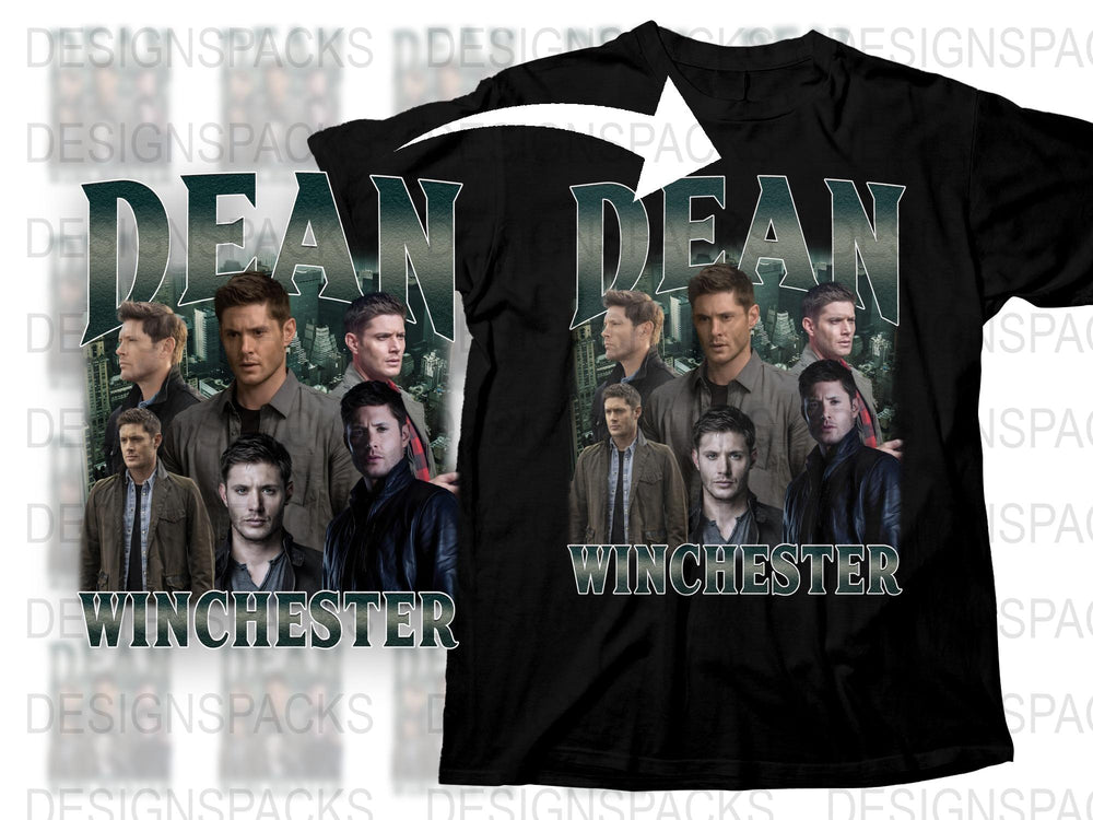 Supernatural Dean Winchester Themed T-Shirt, TV Show Graphic Tee, Fan Merchandise, Multiple Poses Design